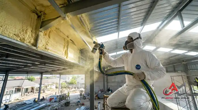 Aplikasi Polyurethane Spray Foam pada Atap Bangunan