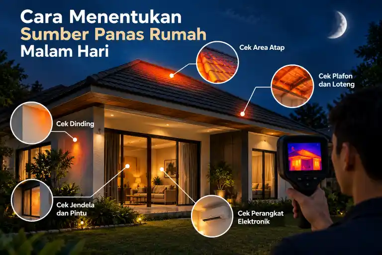 Cara menentukan sumber panas rumah malam hari melalui pemeriksaan atap plafon dinding dan jendela
