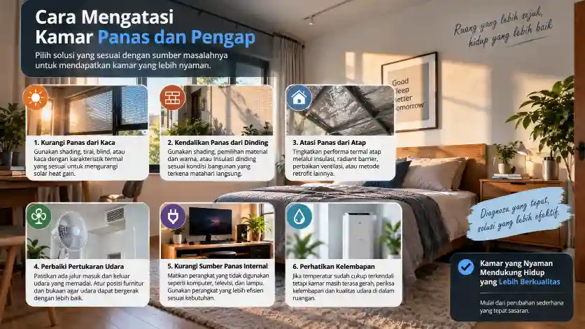 Cara mengatasi kamar panas dan pengap berdasarkan sumber panas dan kondisi udara