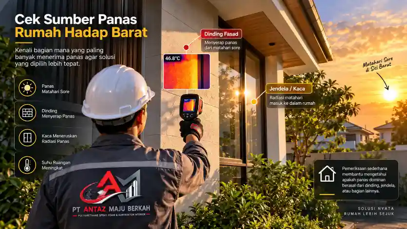 Pemeriksaan sumber panas pada dinding dan jendela rumah hadap barat