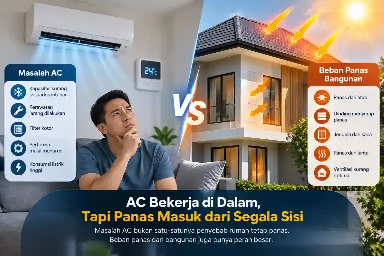 Perbandingan masalah AC dengan beban panas yang masuk melalui bangunan