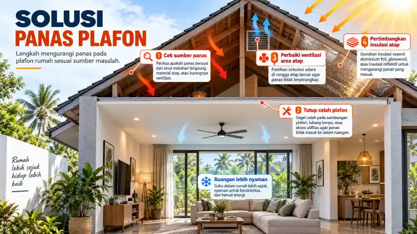 Langkah mengurangi panas pada plafon rumah sesuai sumber masalah