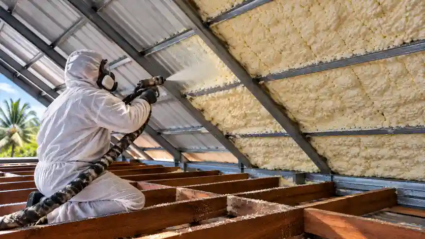 Aplikasi polyurethane spray foam sebagai insulasi panas atap rumah