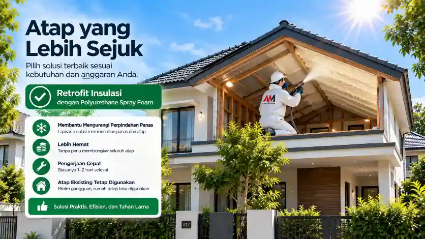 Retrofit insulasi polyurethane spray foam tanpa mengganti atap lama
