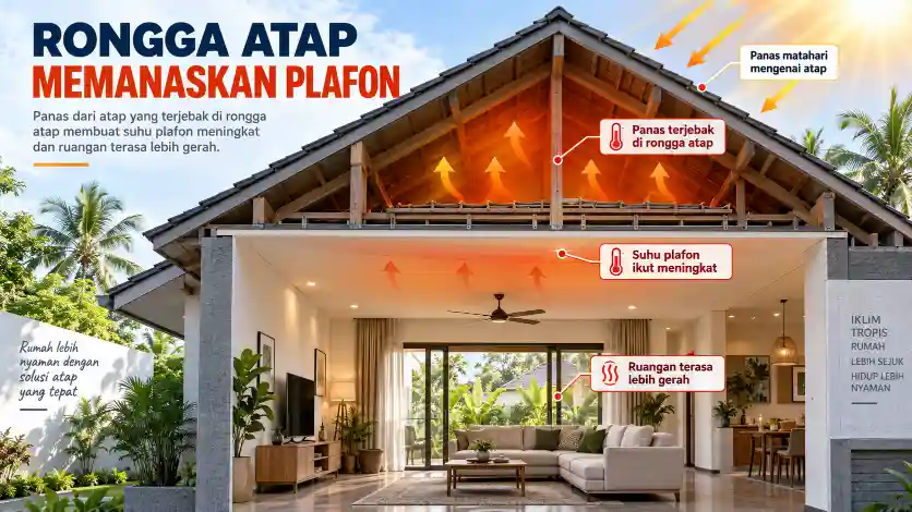 Rongga atap yang panas dapat memengaruhi suhu permukaan plafon