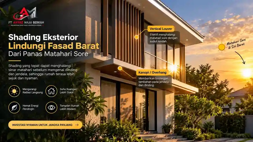 Shading eksterior melindungi fasad rumah hadap barat dari matahari sore