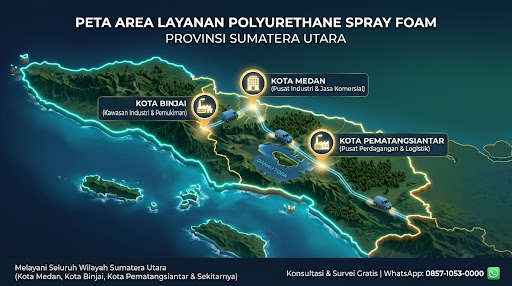 Peta area layanan jasa polyurethane spray foam Sumatera Utara
