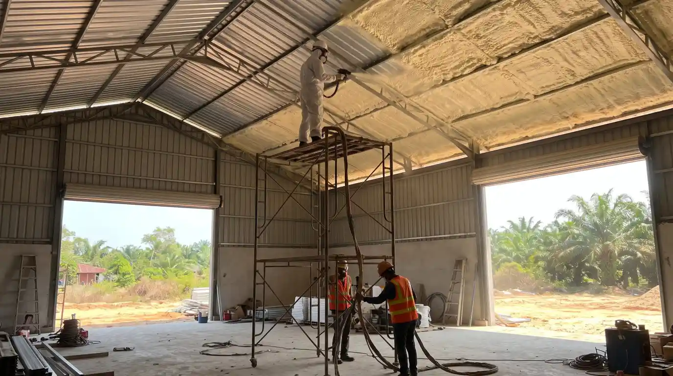 Jasa polyurethane spray foam Bangka Belitung untuk insulasi atap