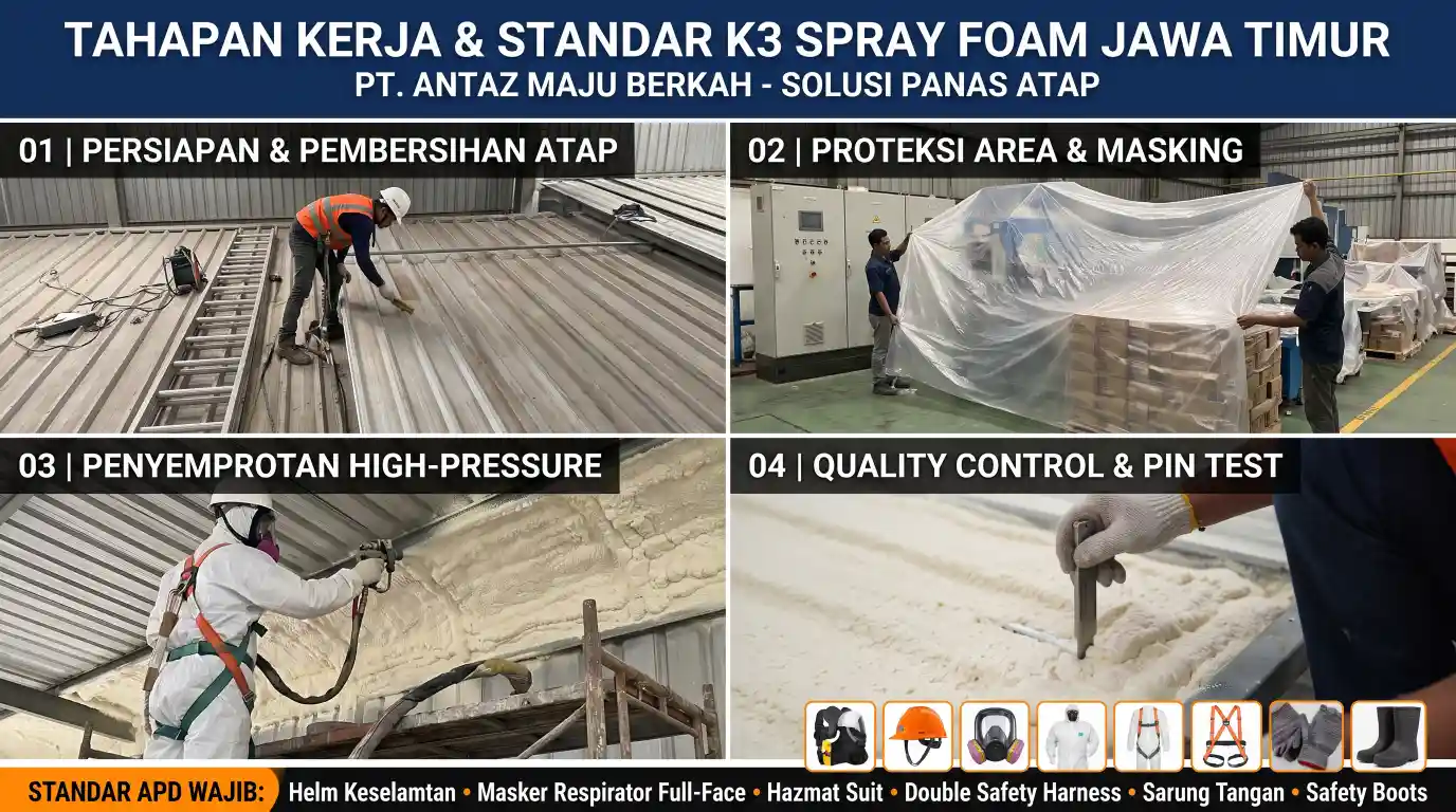 Proses jasa polyurethane spray foam Jawa Timur pada atap bangunan