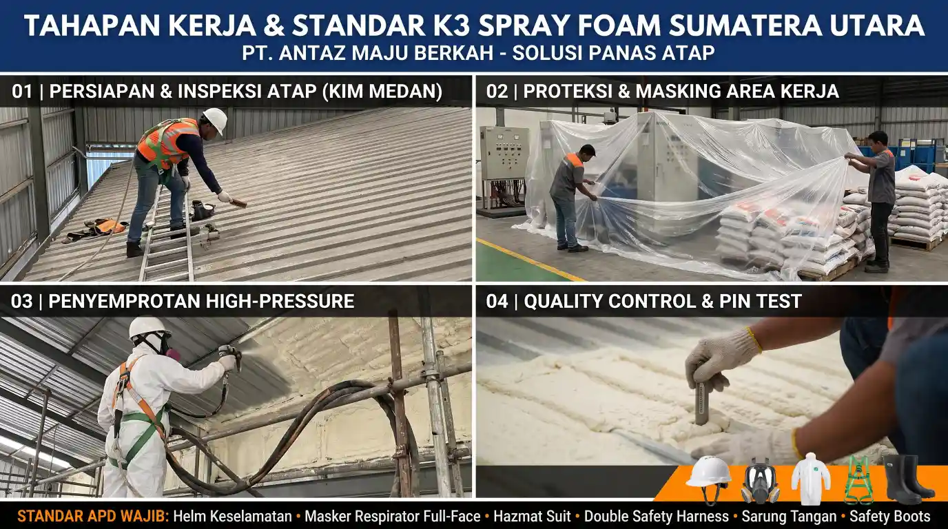 Proses jasa polyurethane spray foam Sumatera Utara pada atap bangunan