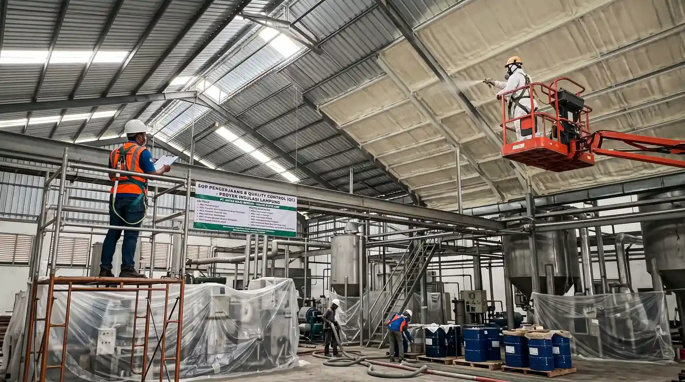Proses kerja jasa polyurethane spray foam Lampung