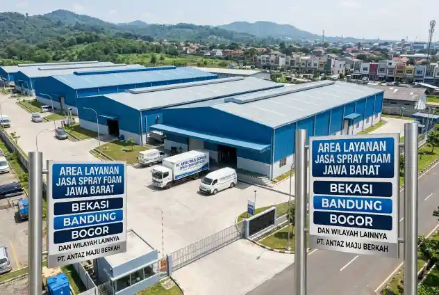 Polyurethane spray foam untuk atap pabrik dan gudang di Jawa Barat